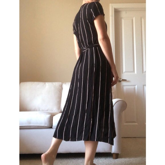 Ann Taylor Loft Black & Pink Striped Wrap Dress - Picture 6 of 9